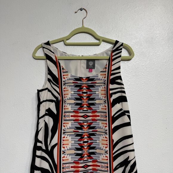 Vince Camuto Zebra Print Crepe de Chine Mini Shift Dress Sz 4 - Picture 3 of 11